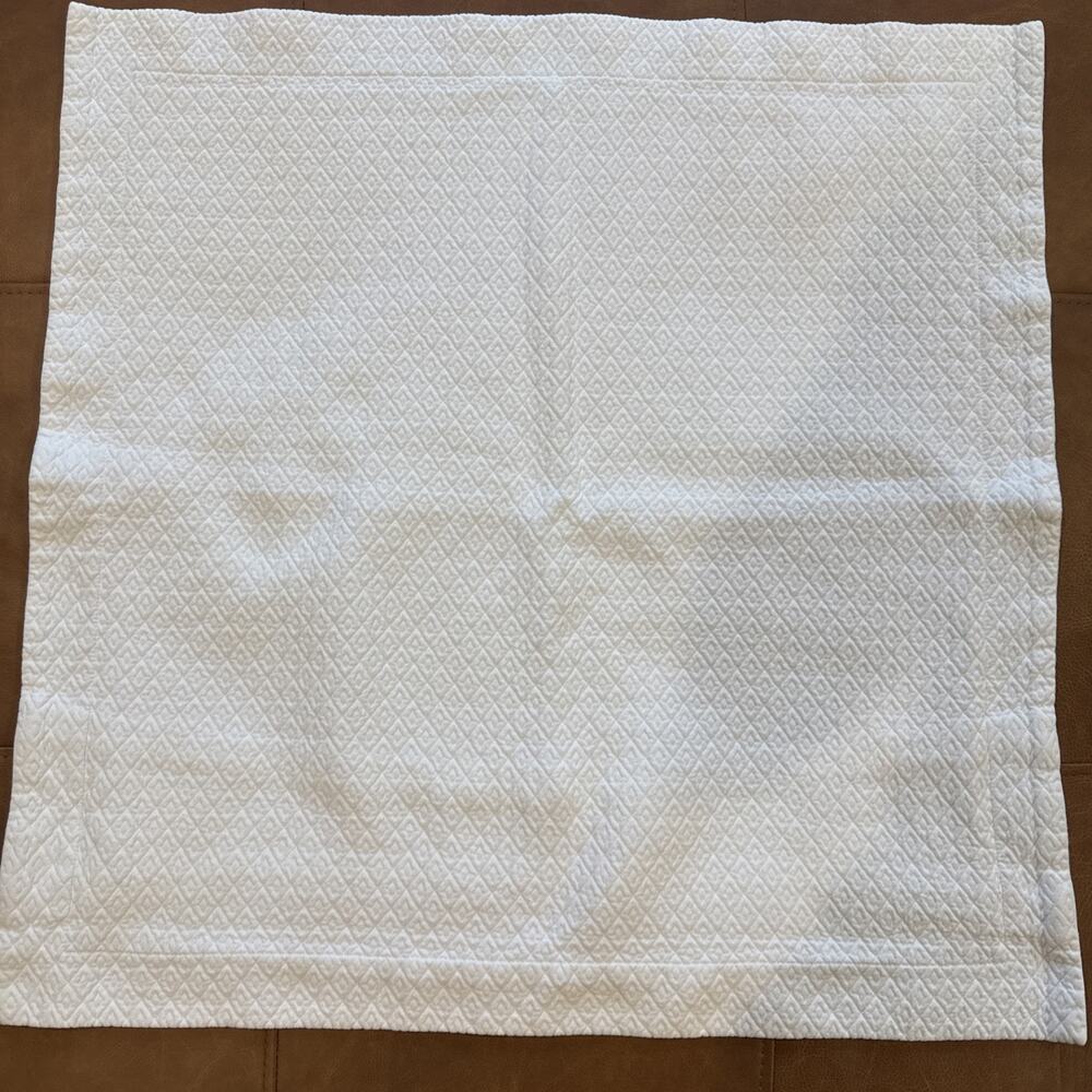 Pottery Barn Diamond Quilted Euro Sham (1) White Linen Cotton Square 26"